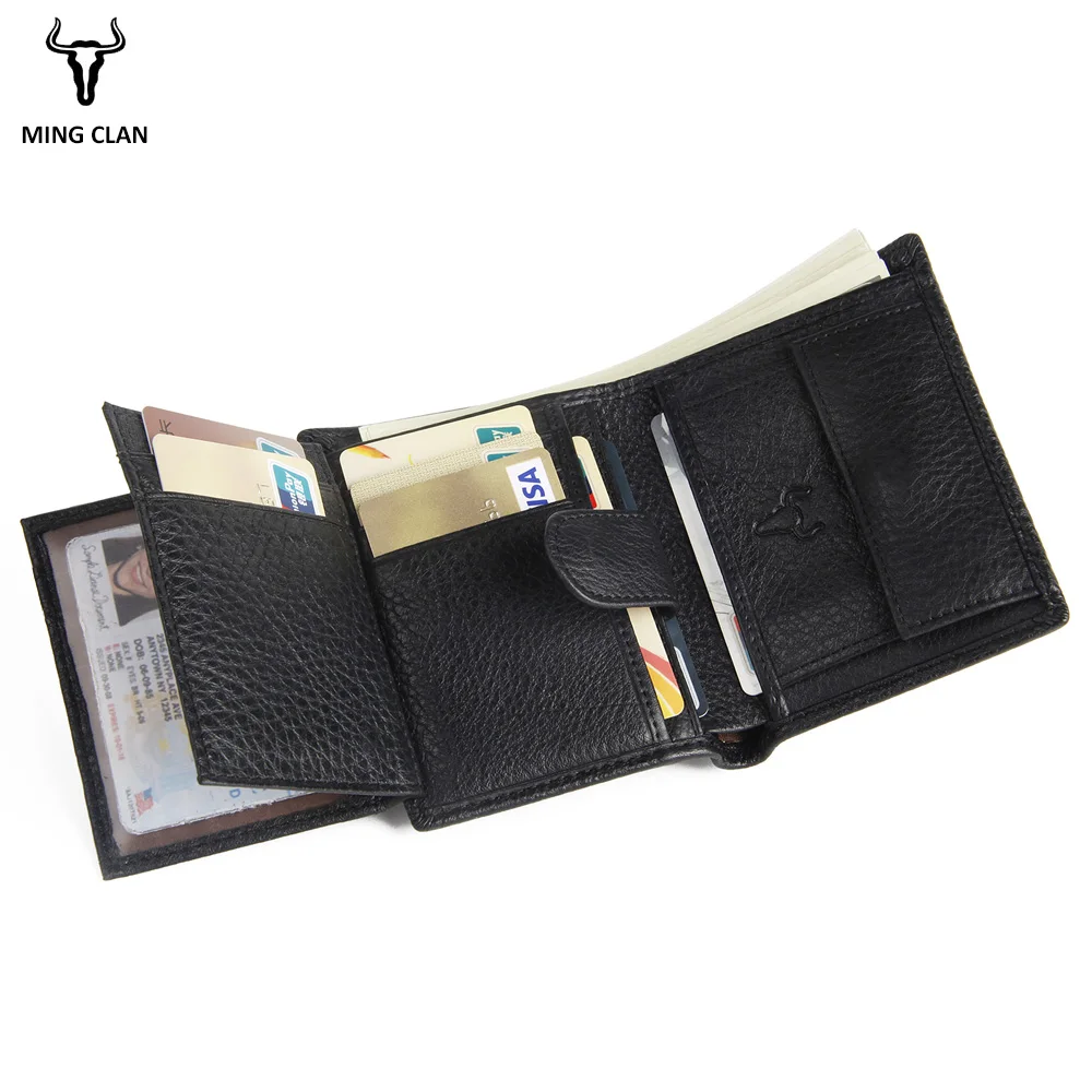 

Mingclan Luxury Genuine Leather Wallet Fashion Short Bifold Rfid Men Card Holder Casual Soild Coin Pocket Purses Male Wallets