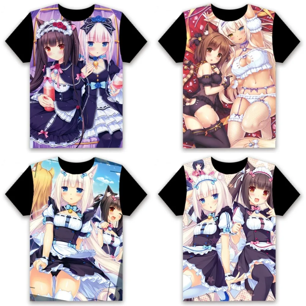 Модная мужская футболка с аниме NEKOPARA шоколад ваниль косплей коротким рукавом