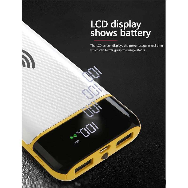 Быстрая зарядка Беспроводная зарядка power Bank 20000 мАч внешняя батарея портативное зарядное устройство для мобильного телефона универсальное зарядное устройство 2 USB
