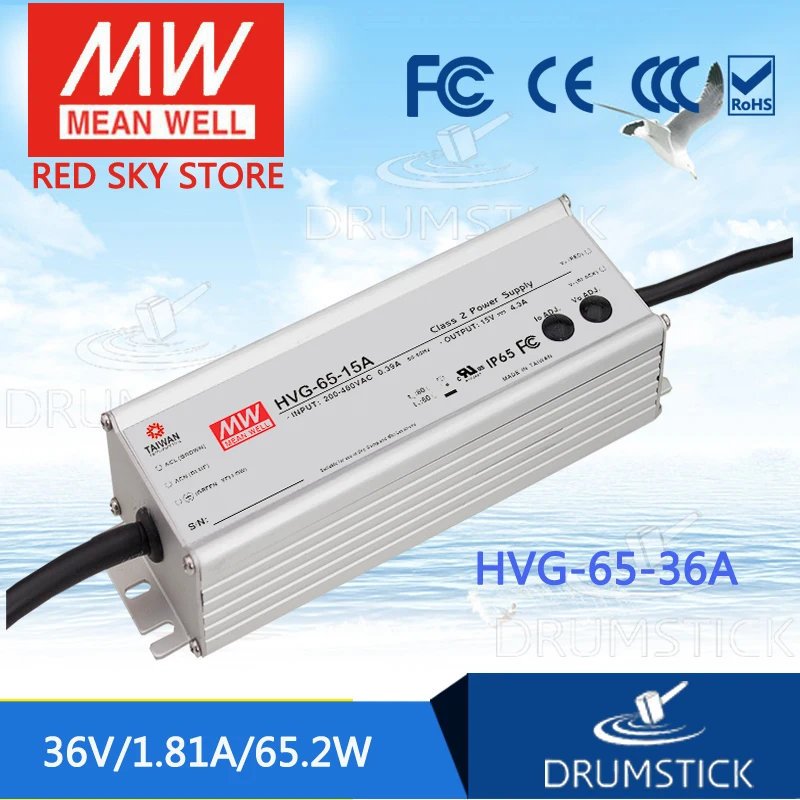 MEAN WELL HVG-65-36A 36В 1.81A meanwell HVG-65 65 2 Вт Светодиодный источник питания с одним выходом |