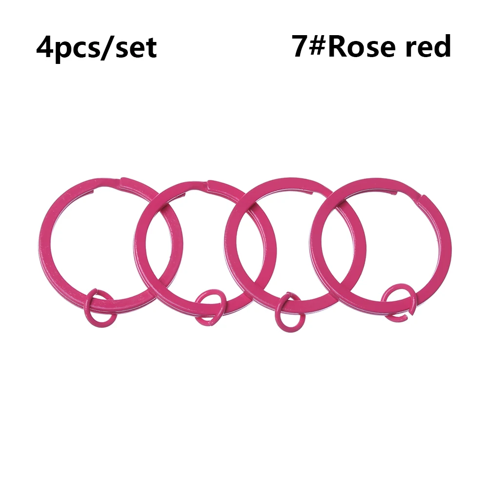 rose red 4 шт./компл. 30 мм металлический брелок для ключей Разделение кольца унисекс Карманный инструмент брелок EDC(для ежедневного использования) на открытом воздухе брелок для ключей пряжки круглый зажим брелок аксессуары - Цвет: rose red