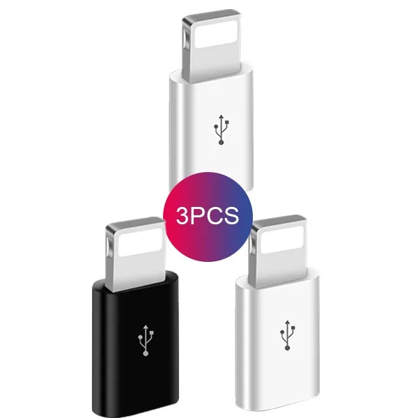 3PC Mix Color ACCEZZ 3 шт. USB OTG адаптер Micro USB Женский 8-контактный разъем для iPhone 6 7 X Plus XS XR Быстрая Зарядка разъем для передачи данных для samsung - Цвет: 3PC Mix Color