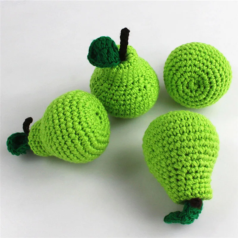 Green pear Реквизит для фотосессии новорожденных, вязаные аксессуары для фруктов, овощей, вязания крючком, украшения, морковка, реквизит для фотосессии, игрушки, лимонный гриб - Цвет: Green pear