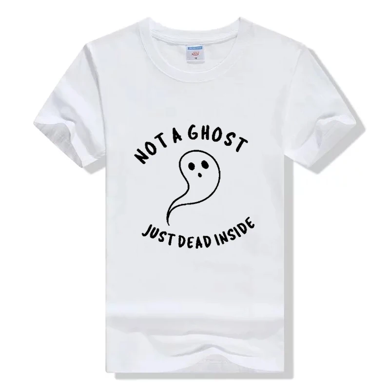 Женская футболка с надписью NOT A GHOST JUST DEAD INSIDE хлопковая Повседневная унисекс