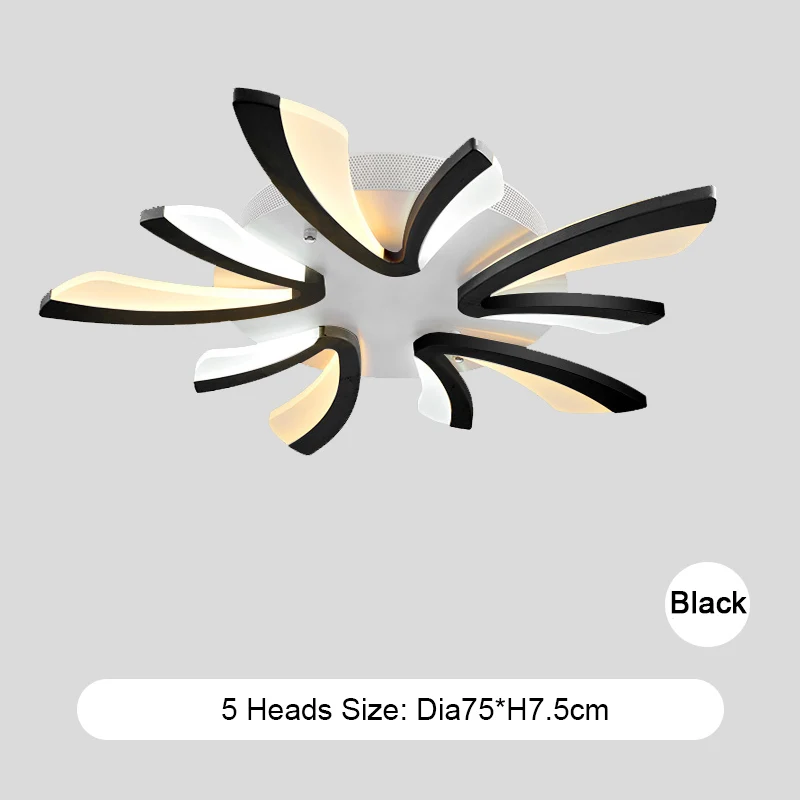 5 Heads Black Акриловая светодиодная люстра 220 В, атмосферные потолочные люстры, лампы для домашнего освещения, Светильники для гостиной, спальни, столовой - Lampshade Color: 5 Heads Black