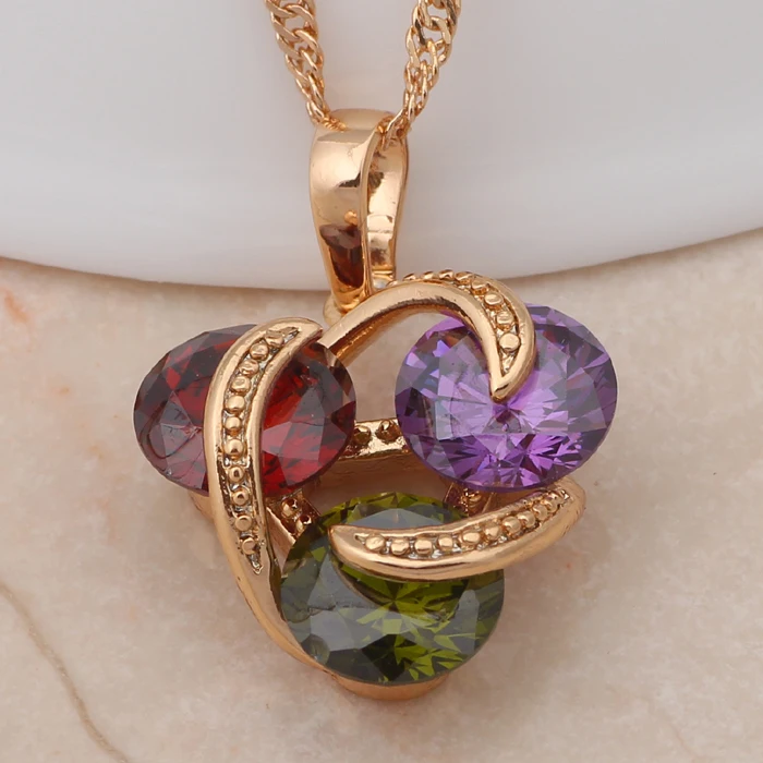 Brand design Color crystal yellow gold tone AAA Zirconia Fashion Jewelry Necklaces &amp Pendants for Women LN254A | Украшения и