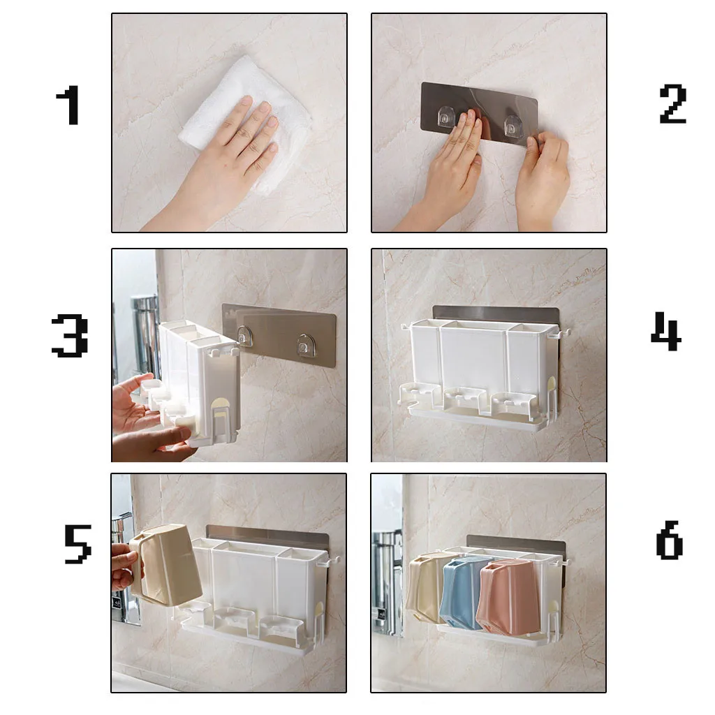 

Multifunctional Toothbrush Rack Divider Separator Wall Hanging Toothpaste Detachable Hanger Home Storage Box Bathroom Organizer