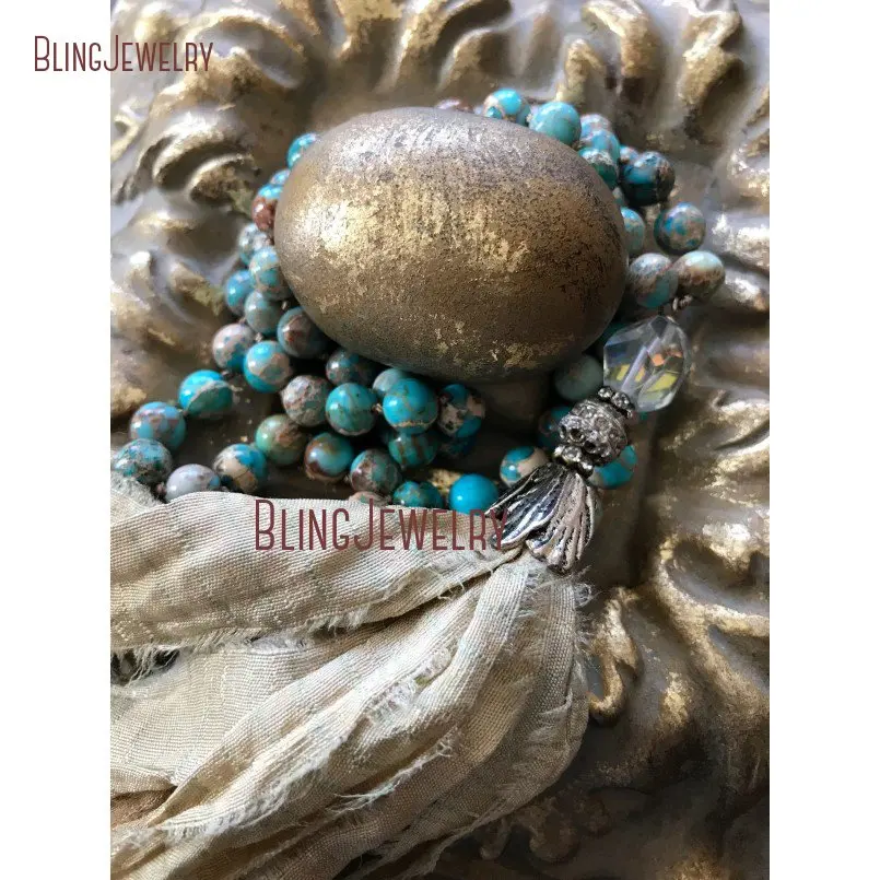 Ожерелье из бирюзы с голубыми морскими осадками бежевое ожерелье драгоценных