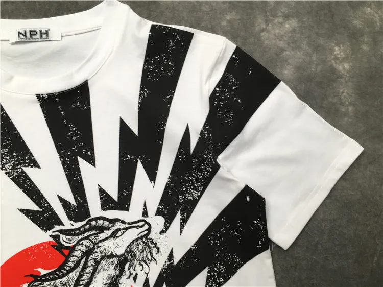 

New Novelty 2019 Men Male goat lightning T Shirts T-Shirt Hip Hop Skateboard Street Cotton T-Shirts Tee Top kenye S-XXL #K61