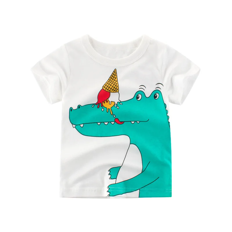 Dinosaur-9276 Детские футболки с рисунками животных г. Летние хлопковые топы для маленьких мальчиков и девочек, футболки, детская летняя одежда футболка с короткими рукавами для мальчиков - Цвет: Dinosaur-9276