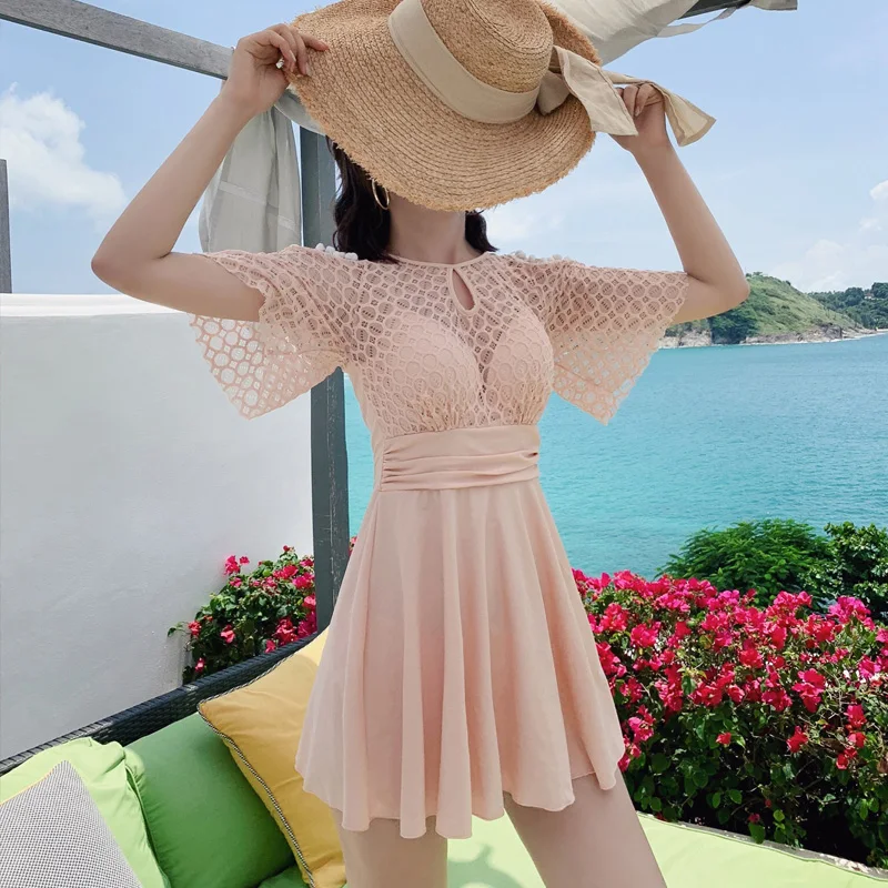 Кружевной женский купальник танкини комплект Холтер женское летнее платье