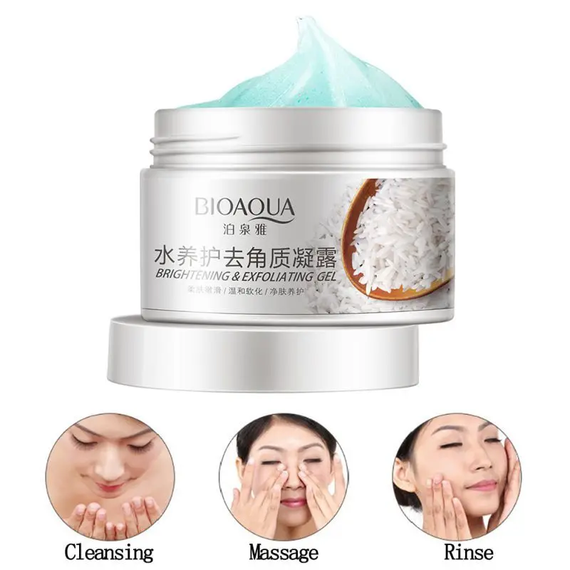 Bioaqua умывания натуральный лица Exfoliator Отшелушивающий Отбеливание Осветляющий гель-пилинг скраб для лица удаления 100 г