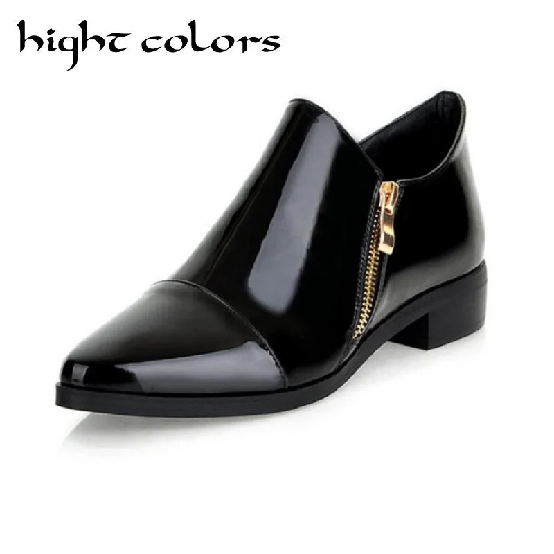 Модные женские повседневные туфли из лакированной кожи на плоской подошве с