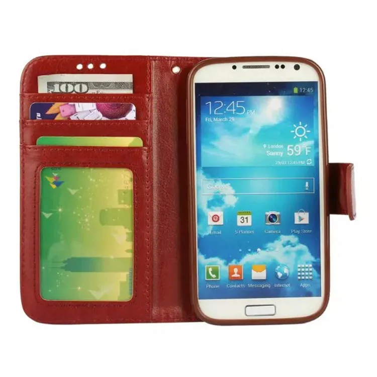 Retro Style Crazy Horse Texture Leather Flip Case Wallet Smart Stand Cover For Samsung Galaxy S4 S IV i9500 Ultra Phone Bags |