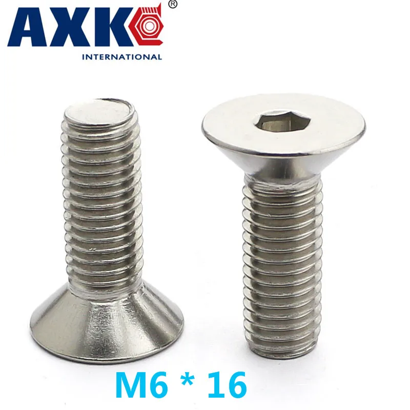 Крепежный круглый болт Axk 15 шт. M6 * 16 аутентичный 304 нержавеющая сталь с потайной