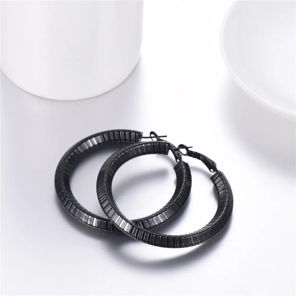 U7 Simple Earrings Round Circle 25mm / 40mm Three Color Trendy Design New Hoop Female Earring Jewelry Party Gift For Women E1014