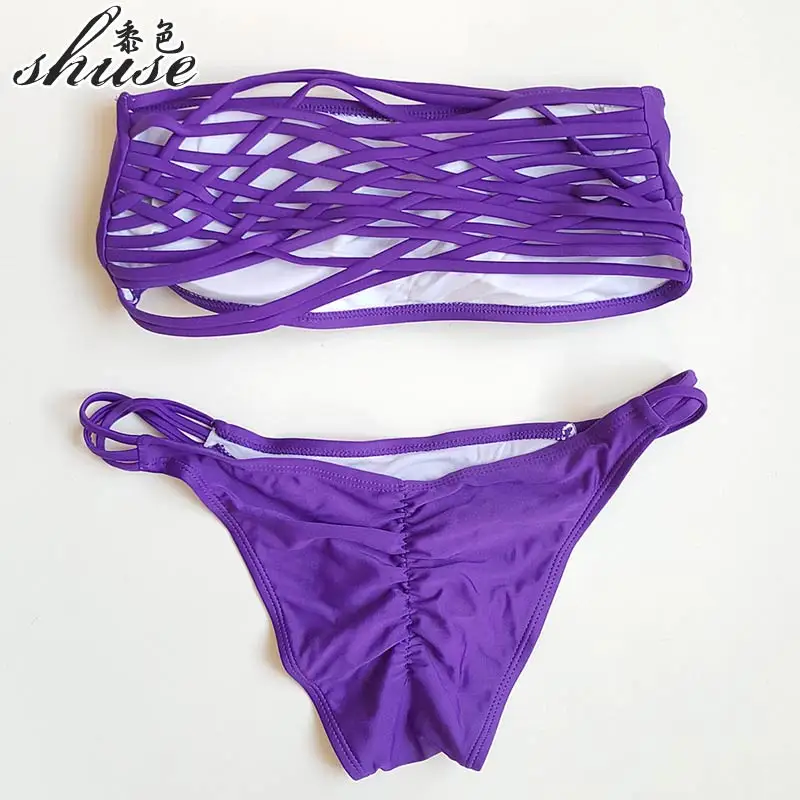 Бандо Для женщин комплект бикини сексуальный женский купальный Костюмы спинки
