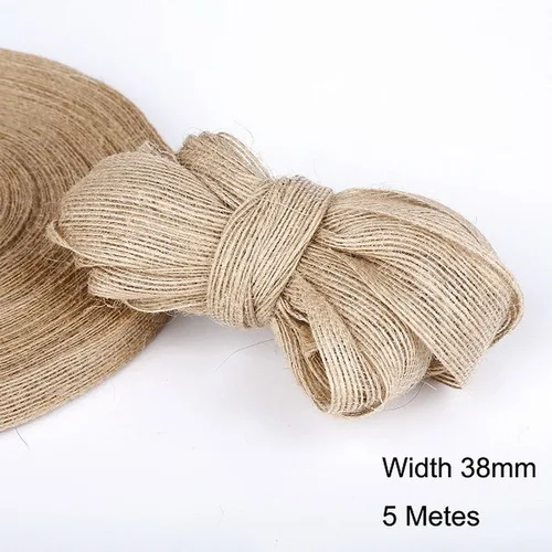 38mm 5 м Натуральный Джут Мешковина Hessian ленты рулон Винтаж деревенский Свадебная вечеринка DIY декоративные поделки 6 мм 10 мм 15 мм 20 мм 25 мм 38 мм - Цвет: 38mm