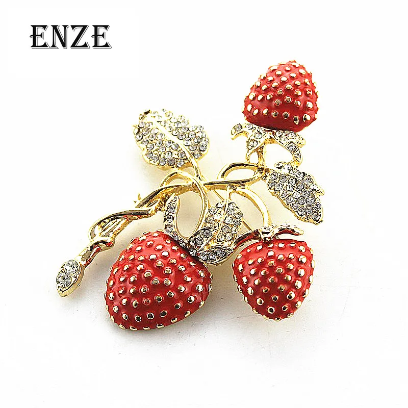Бесплатная доставка новинка стразы в виде клубники эмалированная капля изящная
