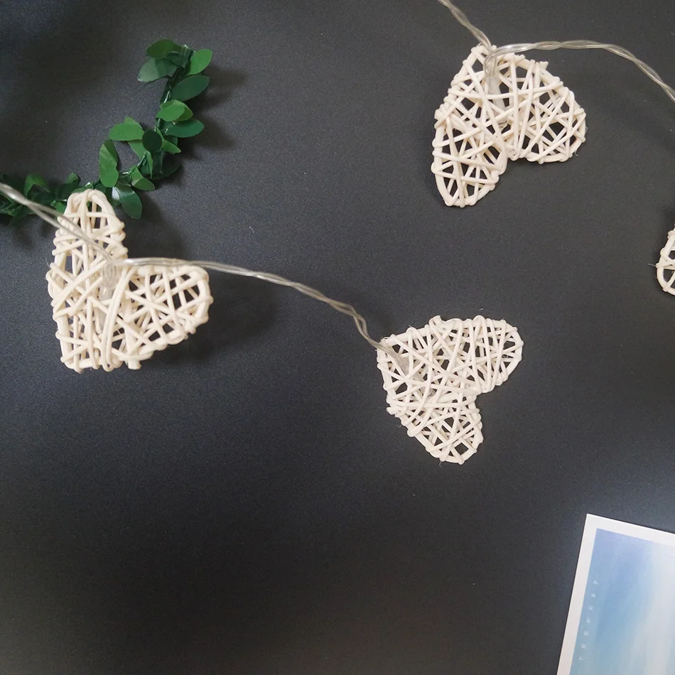 Креативная светодиодная гирлянда в форме сердечка рантана с питанием от