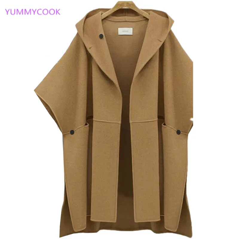 Yummycookun осенне-зимнее Новое Женское шерстяное пальто большого размера в