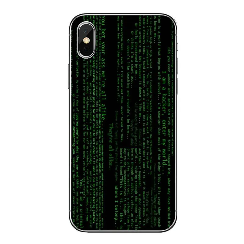 Хакер компьютерный код Художественная печать для iPod Touch iPhone 4 4S 5 5S 5C SE 6 6S 7 8 X XR XS Plus