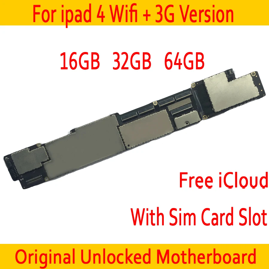 Оригинальная разблокированная материнская плата для iPad 4 Wif + 3G без iCloud Wi-Fi версия