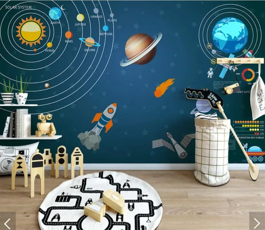 3D ручная живопись маслом космические обои с видом Вселенной настенная декоративная Фреска 3 D обои рулоны для мальчиков комнаты детей спальни фрески на заказ