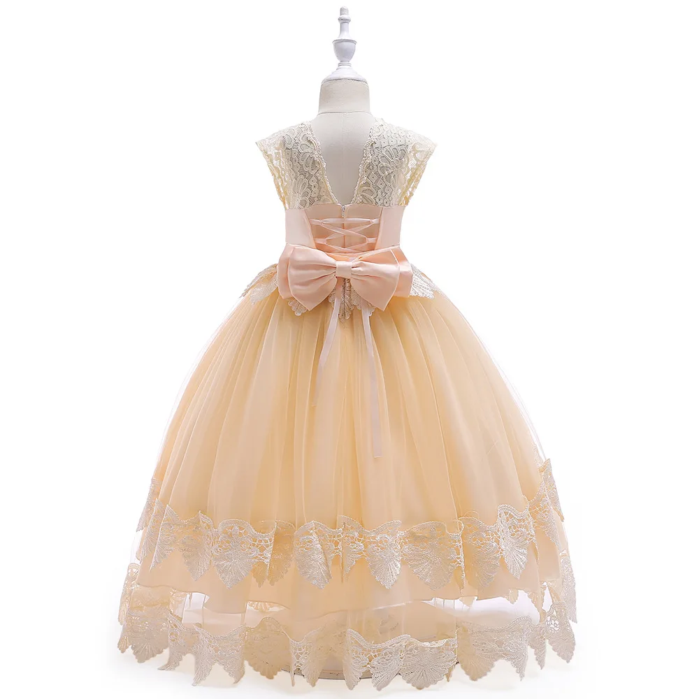 Cielarko Girls Party Long Dress Formal Lace Kids Prom Ball Gown for Princess Tulle Wedding Birthday Style Children Frock | Детская