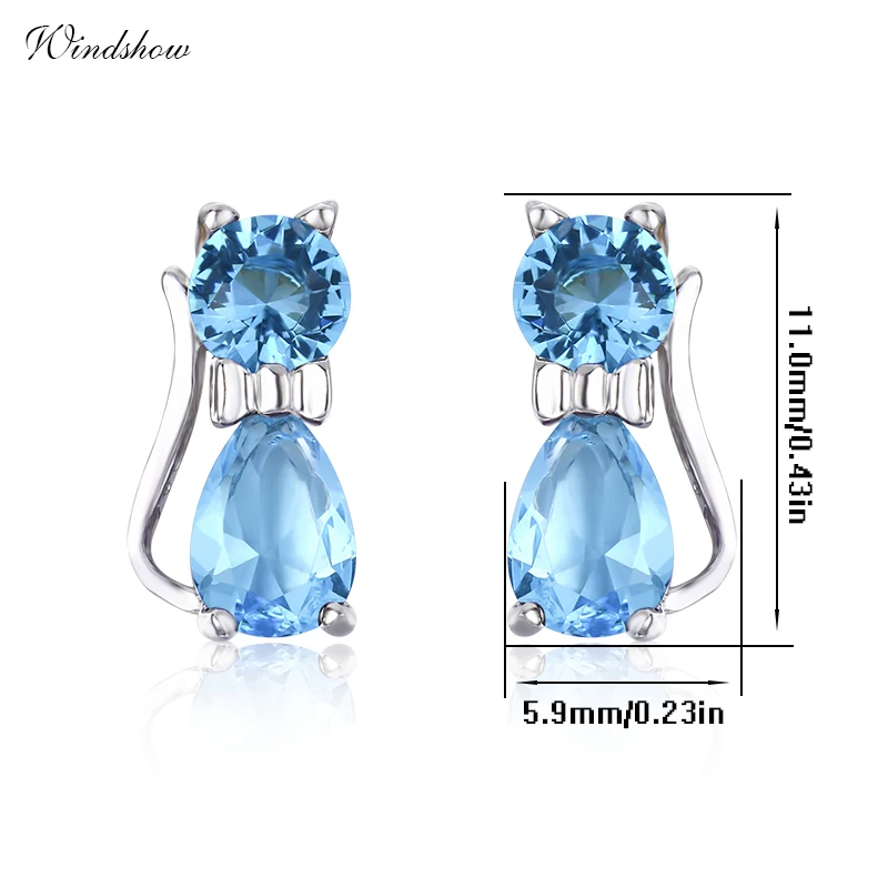 Милые котята кошки из стерлингового серебра 925 пробы синие кристаллы маленькие