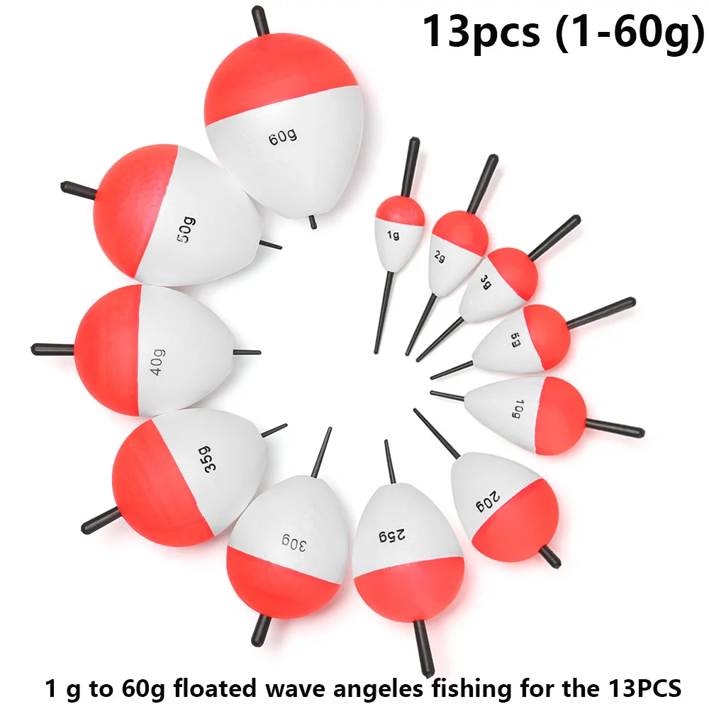 13pcs (1-60g) 9/13 шт. EPS/ПСВ(набор поплавков для рыбалки 1g-60g высокое качество морской рыбы плавают с барабанные палочки Pesca рыболовные снасти аксессуары - Цвет: 13pcs (1-60g)