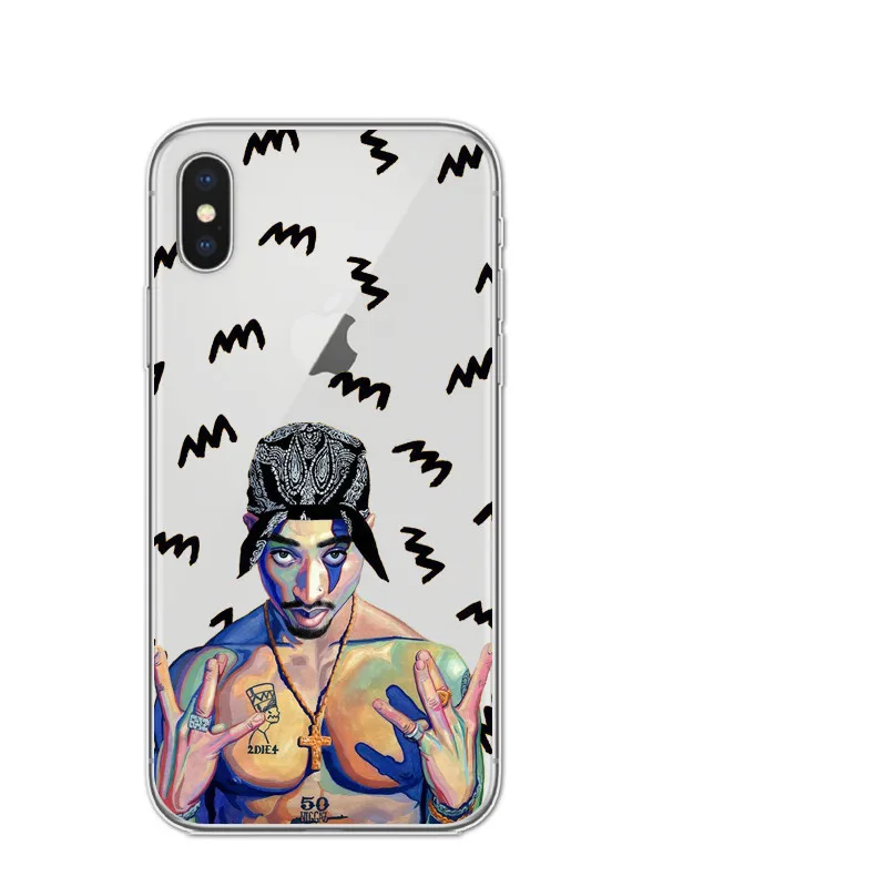 2Pac Makaveli Tupac Amaru Shakur Soft silicone Phone Cover Case For iPhone 5 5S SE 6 6S 6Plus Plus 7 7Plus 8 8Plus X Cases |