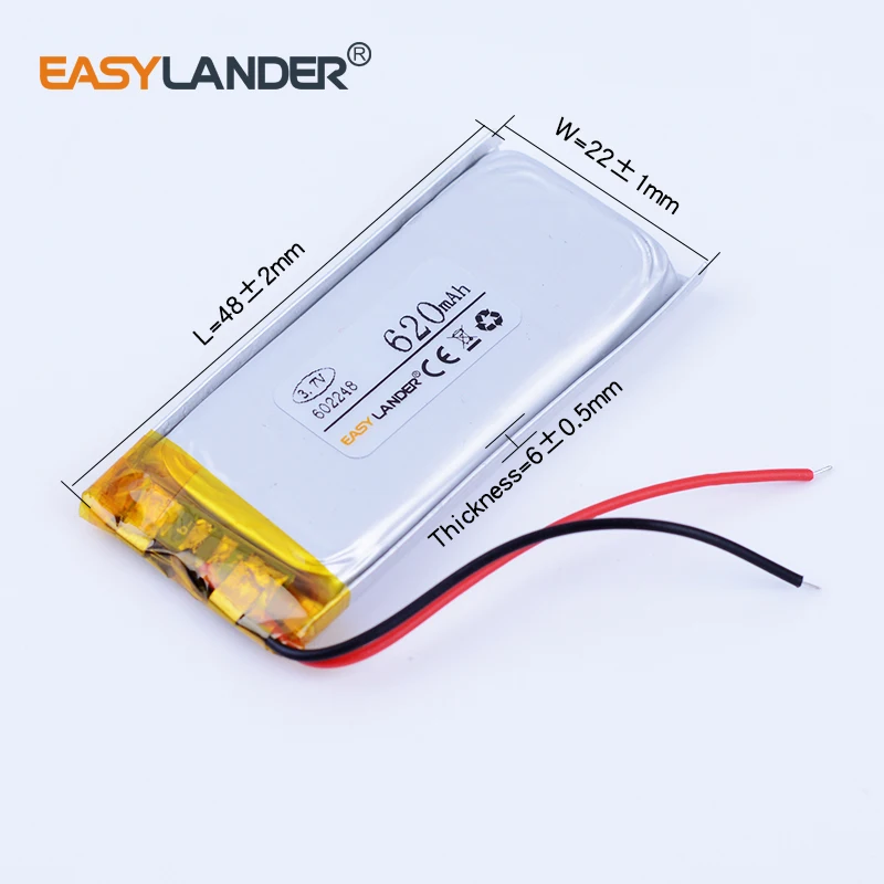 10 шт./лот 3 7 V 620mAh 602248 литий полимерный ионный аккумулятор для bluetooth гарнитура мышь