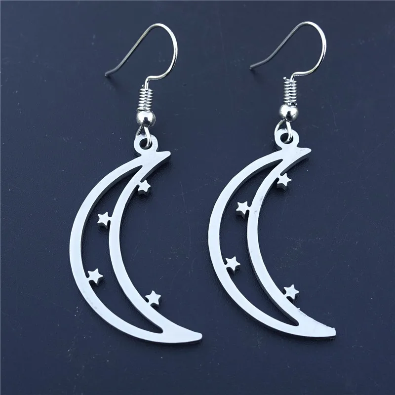 

Small Stars Moon Stainless Steel Earrings For Women Girls Jewelry