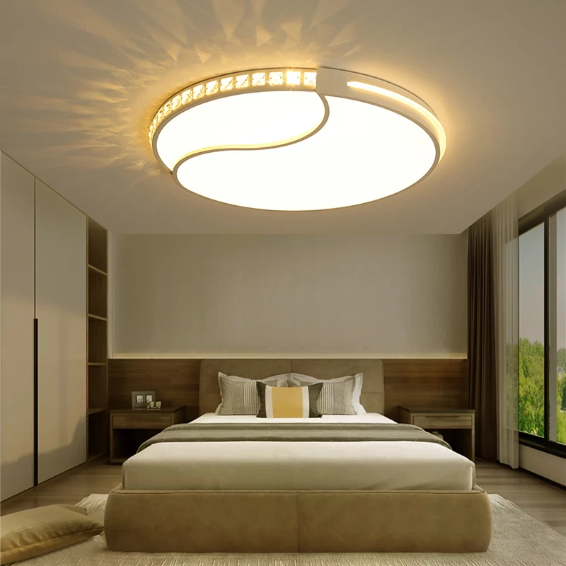 Минималистичные железные + хрустальные современные светодиодные потолочные