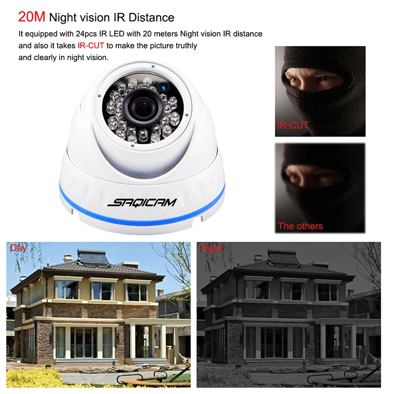 Saqicam AHD 1/3 &quot720 P HD IR Cut CCTV купольная домашняя охранная уличная дневная Ночная