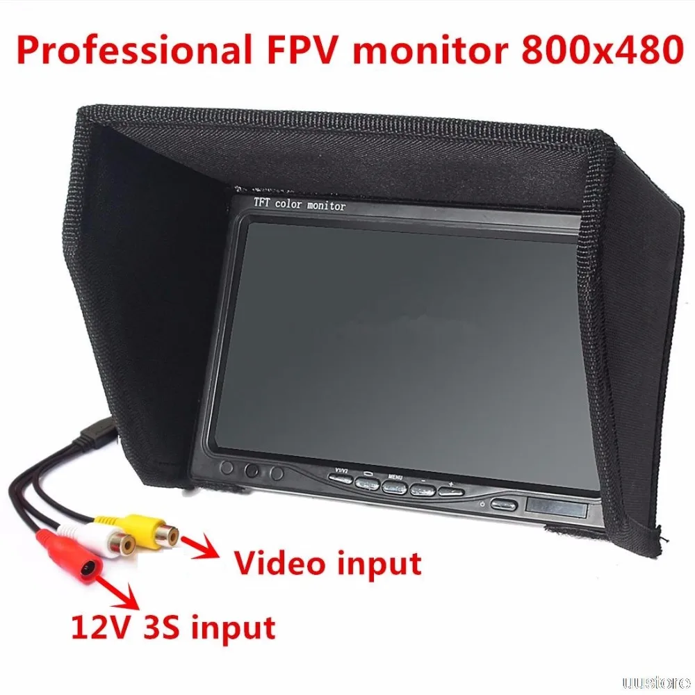 FPV monitör Video ekran değil mavi ekran 7 inç 800x480 renk TFT LCD ekran W/ sunhood kamera Drone Quadcopter RC uçak için
