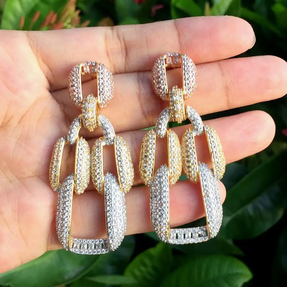 ModemAngel Роскошные Большие Изящные гемометрические фианиты 3 тона вечерние дьба