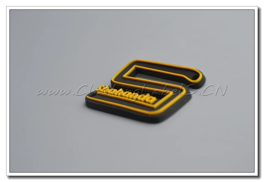 custom PVC label red background with white embossed logo groove line for sew in fabric. | Дом и сад