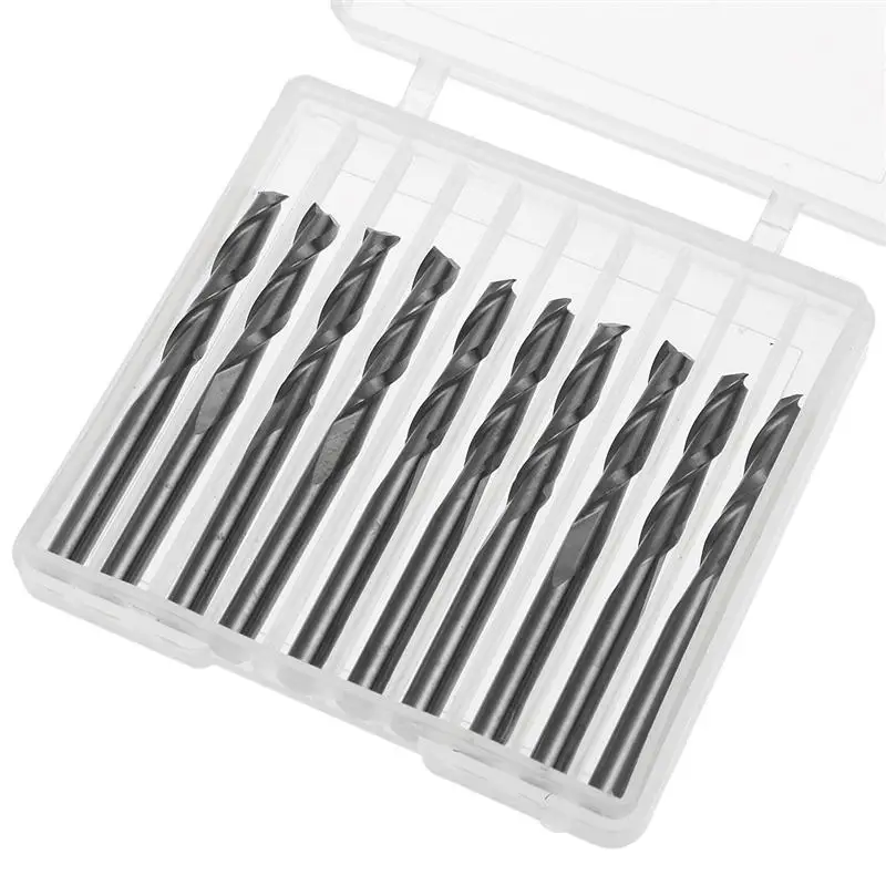Drillpro 10 шт. 1/8 дюйма 17 мм карбида плоский нос концом мельница CNC фрезы Двухместный Флейта Спираль