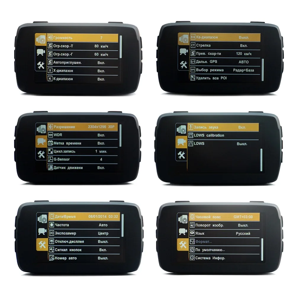 Автомобильный видеорегистратор, радар-детектор gps 3 в 1 HD1296P угол 170 градусов русский язык видео регистратор