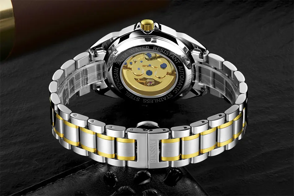 BINSSAW Оригинал Luxus Marke Edelstahl Mode Manner Uhr Automatische Mechanische Wasserdicht Skeleton Business Sport | Наручные