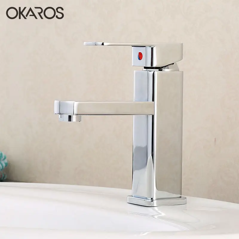 OKAROS современный хромированный латунный кран для раковины ванной комнаты горячей