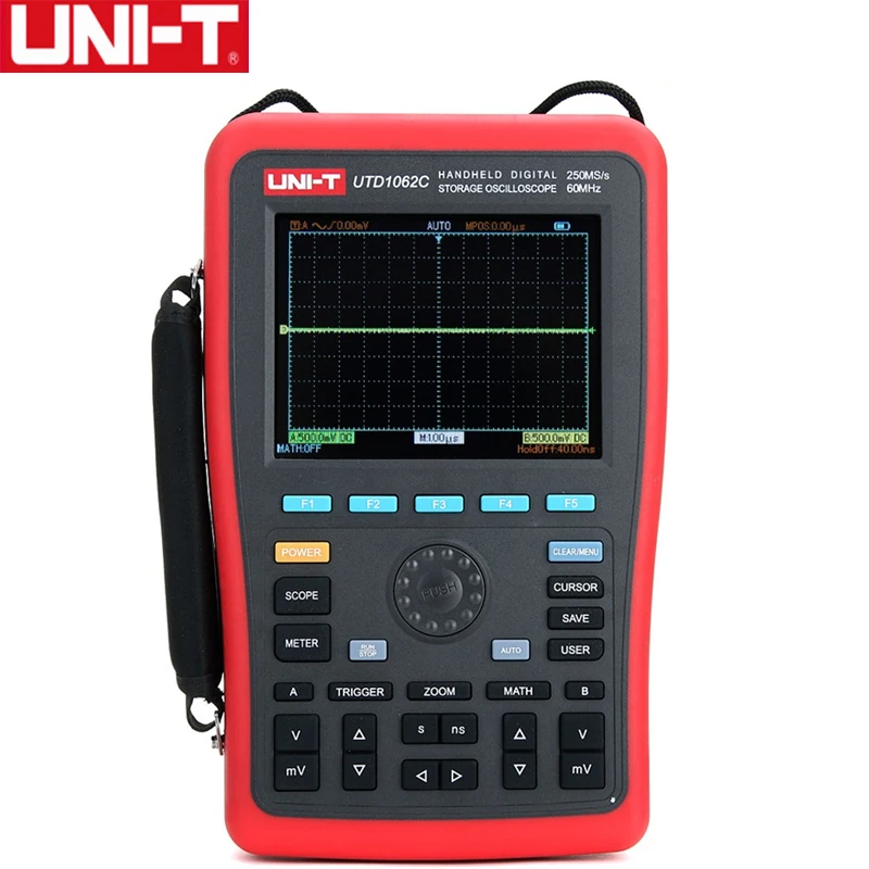 

UNI-T UTD1062C 5.7 inches LCD 2 Channels 60MHz 250MS/s Handheld Portable Digital Multimeter Oscilloscope