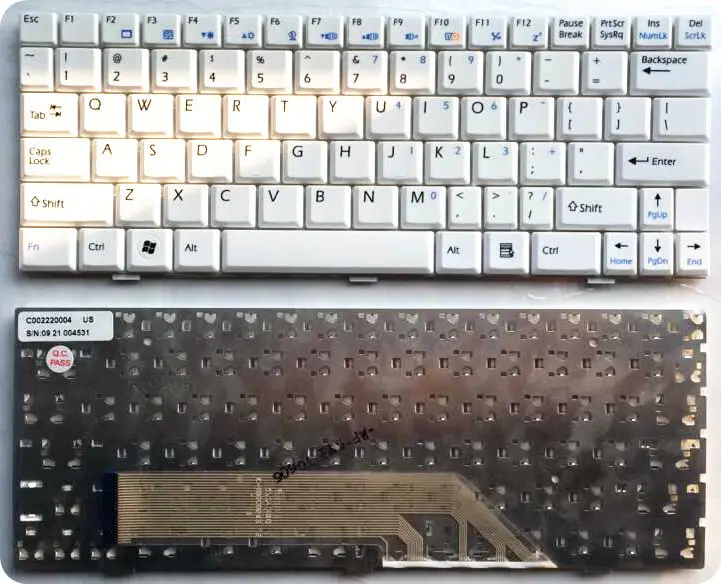 Клавиатура для ноутбука MSI U100 U100X U110 U115 U123 U120 U90 U90X U9 U10 новая белая английская|laptop