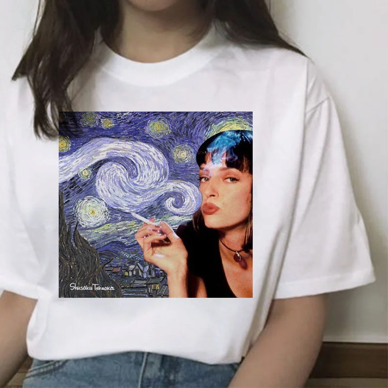 Pulp fiction ulzzang Миа футболка женская с принтом гранж femme harajuku забавная кавайная одежда с коротким рукавом Футболка уличная одежда - Цвет: 7214