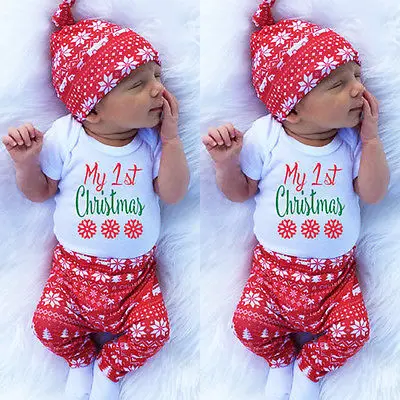 Рождественские топы с принтом для маленьких девочек комбинезон штаны леггинсы