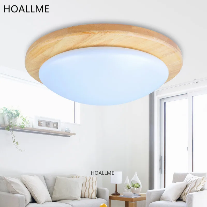 Деревянный светодиодный круглый потолочный светильник в японском стиле лампа с