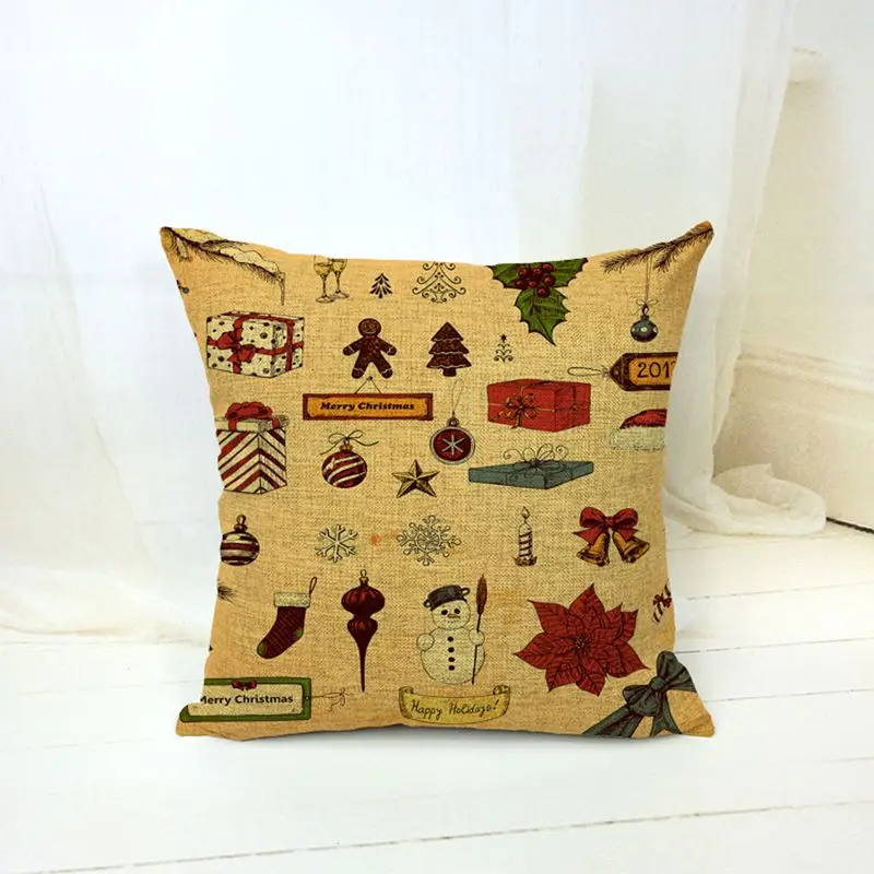 18 ''квадратная печатная льняная наволочка Рождественская мультяшная
