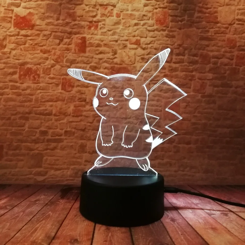 Покебол PIKACHU Bulbasaur Bay Role 3D RGB лампа Pokemon Go экшн-фигурка визуальная Иллюзия светодиодный Праздничный Рождественский подарок Ночной светильник